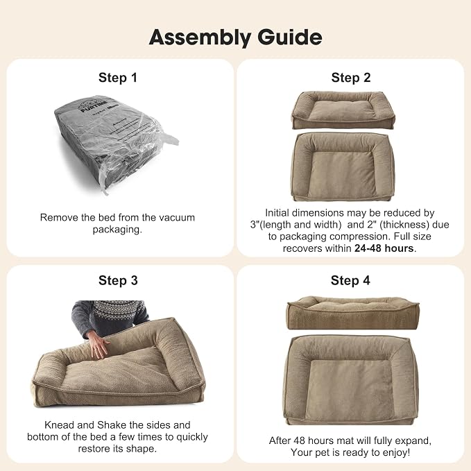 FURTIME Orthopedic Dog Bed Medium Size Dog, Extra Washable Dog Couch 35" | Supportive Thick Pet Sofa, Ergonomic Slant Dog Beds with Removable Cover, Ultra Soft Surface & Non-Slip Bottom, Brown