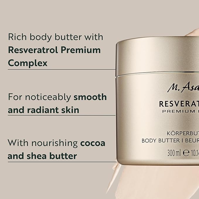M. Asam Resveratrol Premium NT50 Body Butter – Anti-aging Body Cream strengthens the skin’s protective barrier - Moisturizer for a firm & smooth appearance, 10.1 Fl Oz