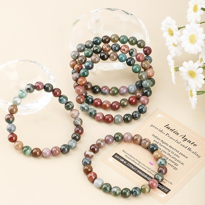 AD Beads Handmade Gemstone Stretch Elastic Bracelet Crystal Healing Reiki Nature's Beauty and Spiritual Essence Unisex