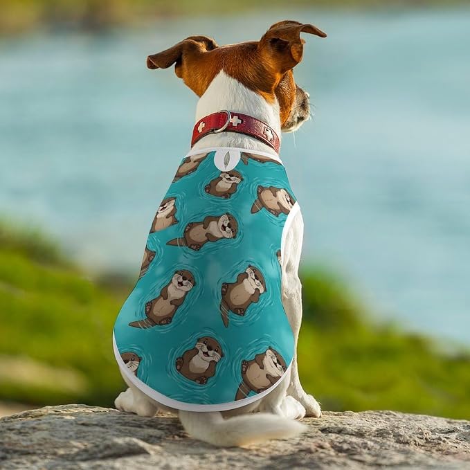 Fashion Cat Shirt Dog Tank Tops Pet Soft Breathable Clothes Cute Decor Cute Swimming Otter