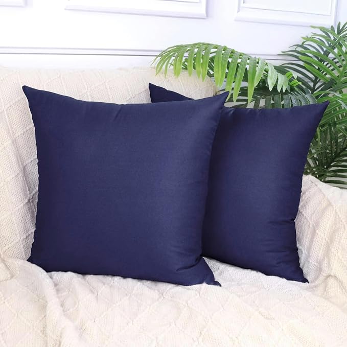Thmyo 4-Pack 100% Cotton Comfortable Solid Decorative Throw Pillow Case Square Cushion Cover Pillowcase Sublimation Blank Pillow Covers Halloween DIY Throw Pillowcase(22x22inch/55x55cm,Dark Blue)