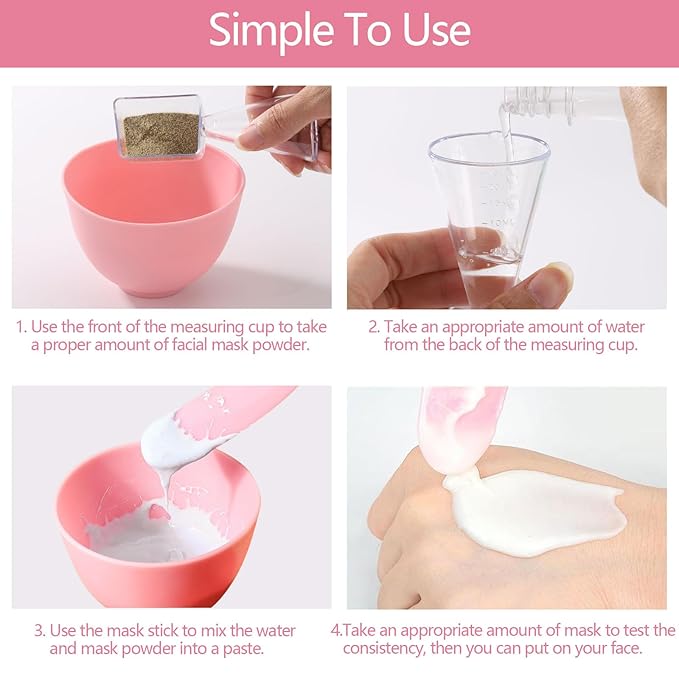 Tecbeauty Face Mask Mixing Bowl Set, 10 Pcs DIY Facemask Mixing Tool Kit with Silicone Facial Mask Bowl Brushes Stick Spatula Measuring Cup (Pink)