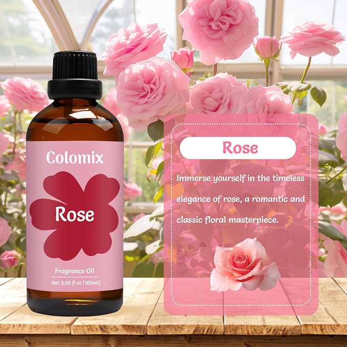 Premium 100ml Rose Fragrance Oil, Essential Oils for Diffusers for Home, Scented Oil for Soap-Making, Candle Scent Supplies and More DIY Projects, Spring Rose Diffuser Oils Gifts