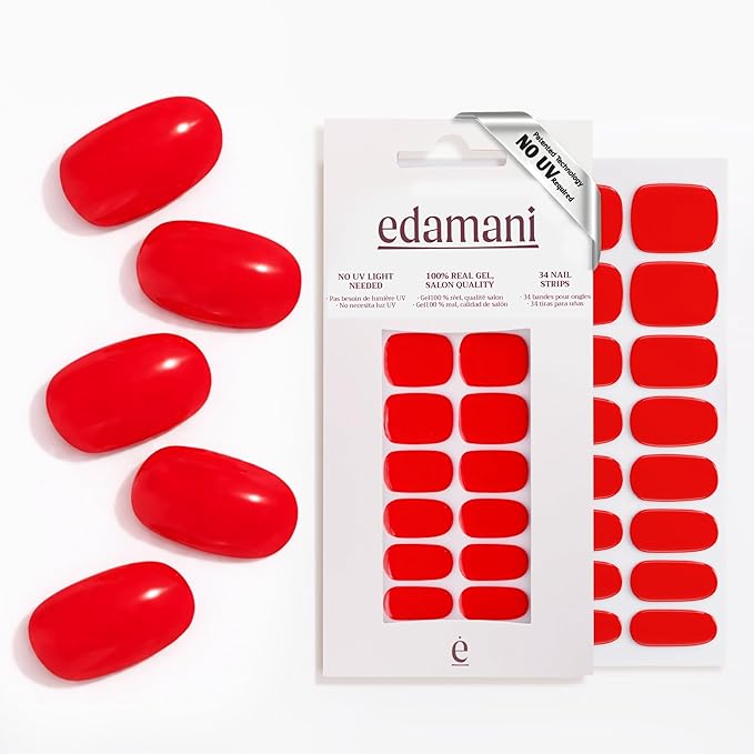 34 Piece Fully Cured Gel Nail Strips With No UV Light Needed, 14+ Days Gel Nail Polish Stickers, Salon Quality, Easy to Apply & Remove – Toxin Free, No Damage (Jennie)