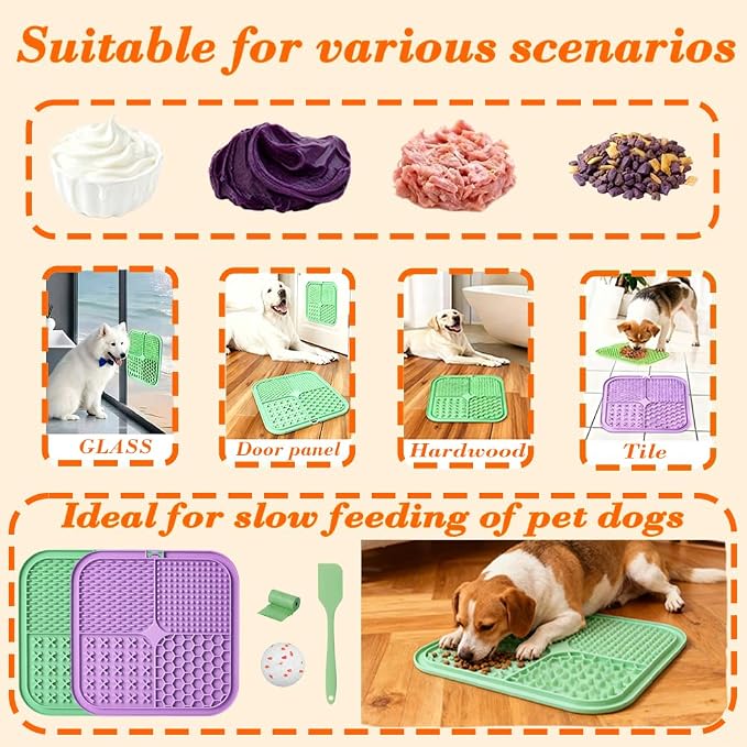 7.87" Dog&Cat Lick Mat with Suction Cup Set,Frozen Treat Toy for Dog