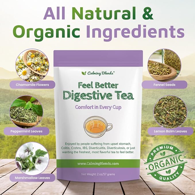 Calming Blends - Feel Better Digestive Tea - Loose Leaf Tea - Organic Herbal Teas