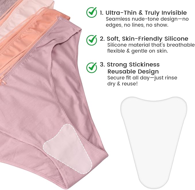 6Pcs Seamless Crotch Smoothing Pad for Leggings Swimsuits, Privacy Protection Insert Reusable Front Modesty Cover for Women