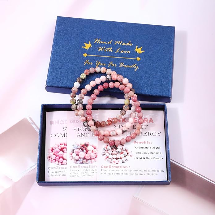 NCB 2.3-Piece 4mm Natural Crystal Gemstone Stretch Bracelets – Handmade Reiki Energy Healing Jewelry for Meditation,Yoga, Unisex