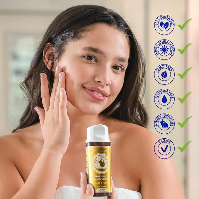 Ancient Greek Remedy Vanilla Butter Cream - Organic Body & Face Moisturizer with Sweet Almond, Jojoba & Rosehip Oils, 100% Natural Origin, Vegan, No Synthetic Fragrance 3.4 oz