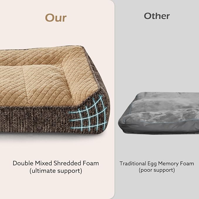 JOEJOY Orthopedic Dog Bed Medium Sized Dogs, Extra Thick Supportive Big Dog Couch Bed with Sides, Ultra Soft Pet Bed Sofa, Brown, 35''x25''