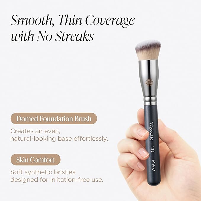 Piccasso Brush Korean Foundation Spatula – Professional Stainless Steel Makeup Tool for Thin, Seamless Foundation & Cream Blending (Rounded)
