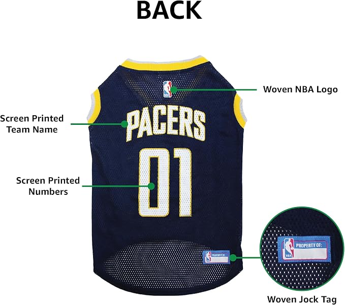 Pets First NBA INDIANA PACERS DOG Jersey, X-Small - Tank Top Basketball Pet Jersey