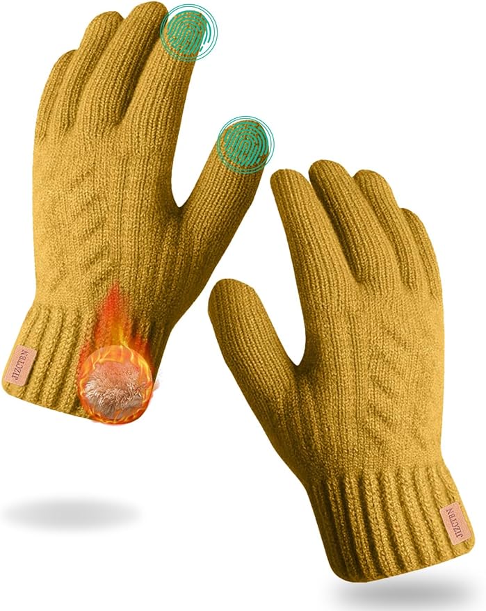 JIZCTBN Winter Thermal Gloves for Men Women - Upgraded Touch Screen Warm Fleece Lining Gloves for Running, Cold Weather