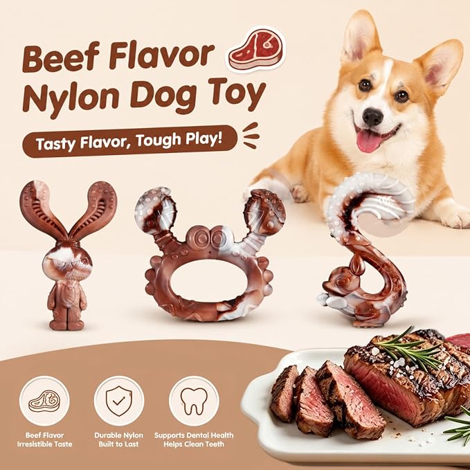 Indestructible Dog Toys for Aggressive Chewers, Tough and Durable Chew Toys for Large Medium Dogs, Interactive Dog Chew Toys to Keep Them Busy (E Rabbit+Crab)