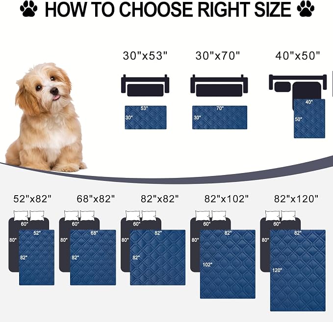 Smiry Reversible Waterproof Pet Couch Covers for Sofa | Washable Dog Couch Sofa Covers, Water Resistant Furniture Protector Slipcover, Geometric (30"x53", Navy/Blue)