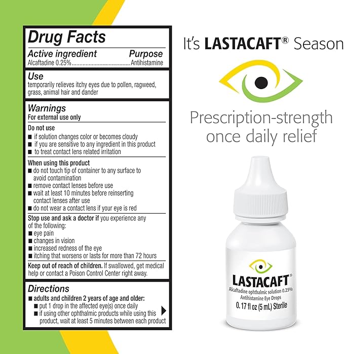 LASTACAFT Once Daily Eye Allergy Itch Relief Drops, (2 Count) 120 Day Supply, Amazon Exclusive
