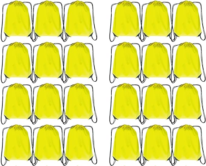 Drawstring Backpack Bulk 24Pcs Draw String Backpack Bags DIY Gym Sports Traveling Yoga Cinch Bag Sackpack Drawstring(yellow)