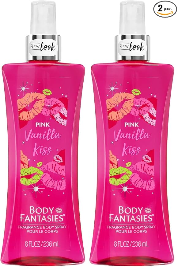 BODY FANTASIES SIGNATURE Fragrance Body Spray, Pink Vanilla Kiss Fantasy, 8 Fluid Ounce (BF44) (Pack of 2)