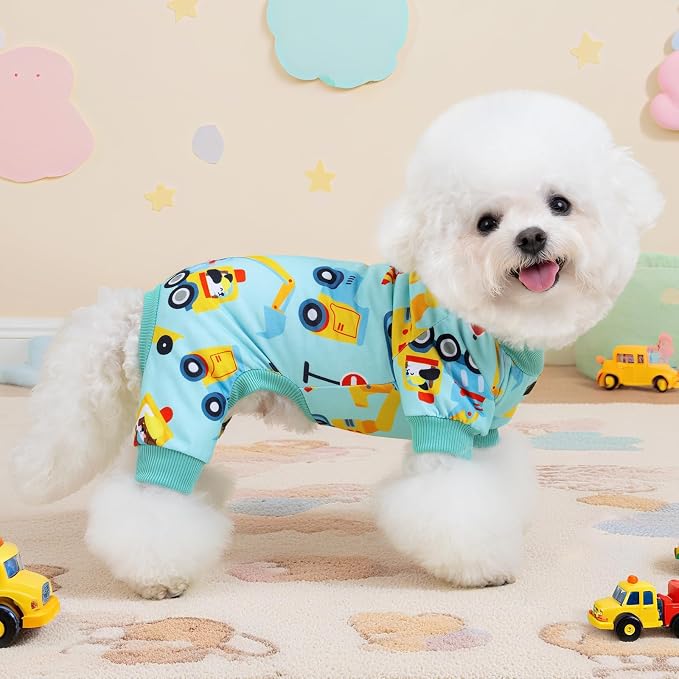 XPUDAC 4 Pack Dog Pajamas for Small Medium Sized Doggie Comfy Strechy Dog Pjs for Boy Puppy Clothes Cat Onesies Pet Outfits, M