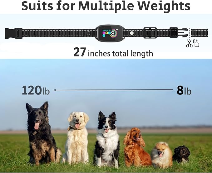 Smart AI Dog Bark Collar for Small Medium Large Dogs, Automatic Anti Barking Collar with LED Color Display, 4 Training Modes & 8 Sensitivity, IP67 Waterproof Rechargeable, No Shock
