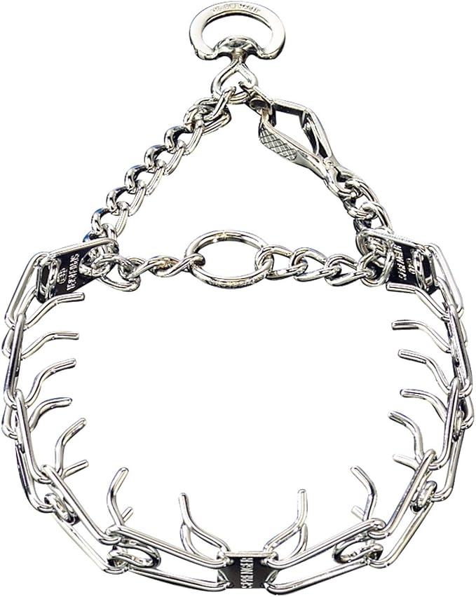 Herm Sprenger Chrome Plated Steel Training Prong Collar with Quick Release Snap for Dogs (25in (63cm) x 4mm) (Neck Size Up to 21 inches)