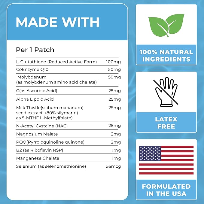 Collagen Patches (Pack of 60) - 100% Natural Patch for Women and Men - Body & Skin Support - with Glutathione - Firming, Focus, Energy - Enhanced Formula