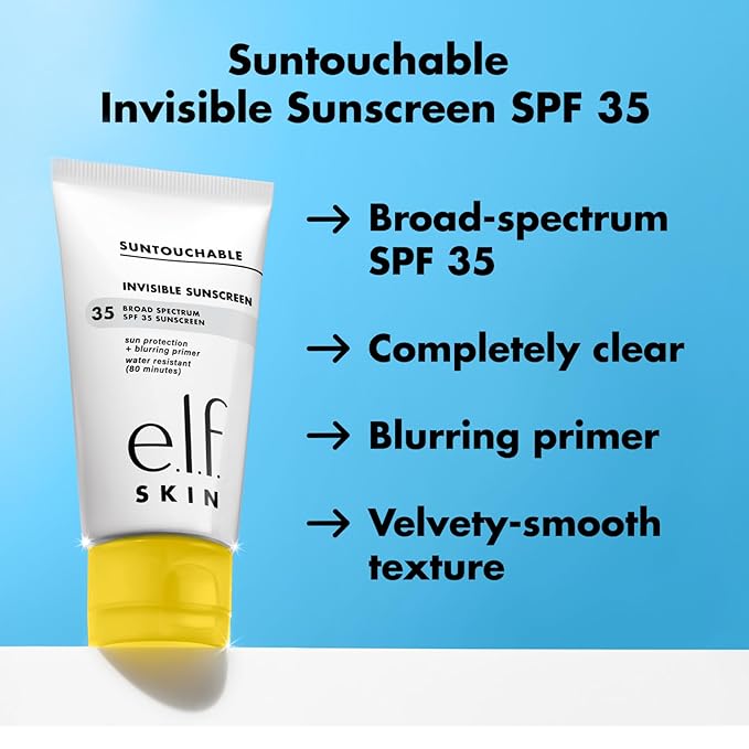 e.l.f. SKIN Suntouchable Invisible SPF 35 Mini, Lightweight, Gel-based Sunscreen For A Smooth Complexion, Doubles As A Makeup Primer, Vegan & Cruelty-Free