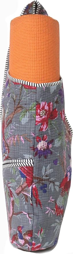 INDIAN CRAFT CASTLE Yoga Mat Bag | Tote Mat Bag | Sling Yoga Tote w/Large Side Pocket & Zipper Pocket | Yoga Mat Carrier Fits Most Size Mats