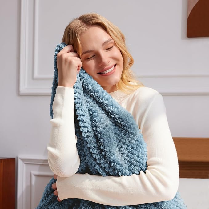 Whale Flotilla Soft Fleece King Size Bed Blanket, Slate Blue | 90x104 Inch, Suitable for Bed, Fluffy Fuzzy Jacquard Blankets for All Season, Lightweight and Cozy
