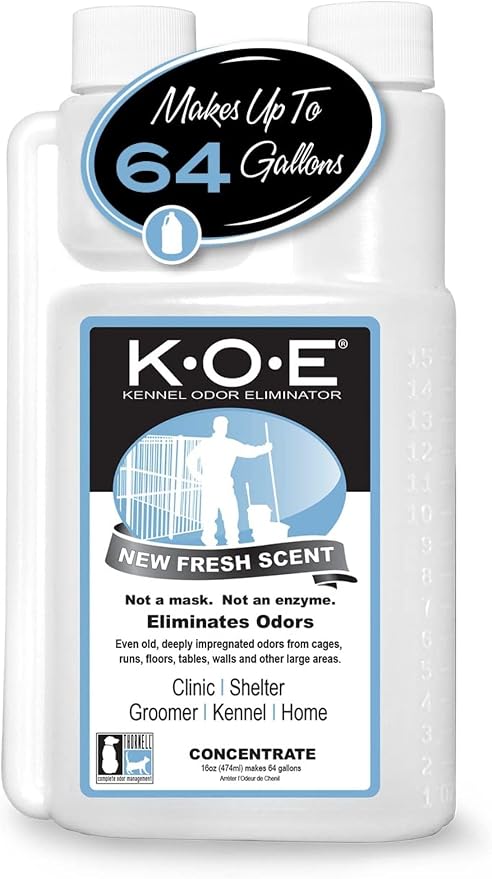 Odorcide K.O.E Kennel Odor Eliminator Concentrate, Fresh Scent, 16 oz - Non-Enzymatic Formula for Cages, Runs, Home and Kennel Use