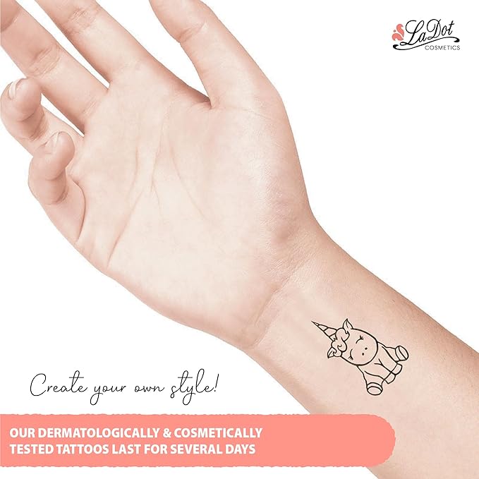 LaDot Temporary Tattoo Stamp– Easy-to-Use Reusable Ceramic Skin Stamp for Creating Custom Temporary Tattoos – Fun Body Art Tool for Parties, Events, and Festivals (Unicorn, Medium)