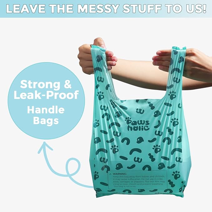 Cat Litter Disposal Bags and Dog Poop Bags with Handle,Cornstarch Based Extra Thick and Guaranteed Leak Proof Poop bags for Kitty and Doggy(360 Count 1.1 Gallon,Lavender Scent)