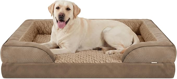 Jumbo Orthopedic Dog Bed for Extra Large Dogs, Waterproof, Egg-Crate Foam Dog Couch Bed with Washable Removable Cover, Waterproof Lining and Nonskid Bottom