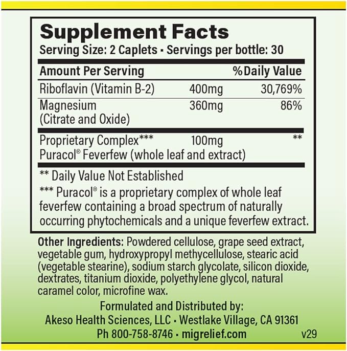 Nutritional Support & Comfort Kit for Migraine Sufferers - MigreLief Original Daily Triple Therapy Formula, Plus MigreLief Comfort Stick Essential Oils Roll-On (10ml) - 1 Month Supply.