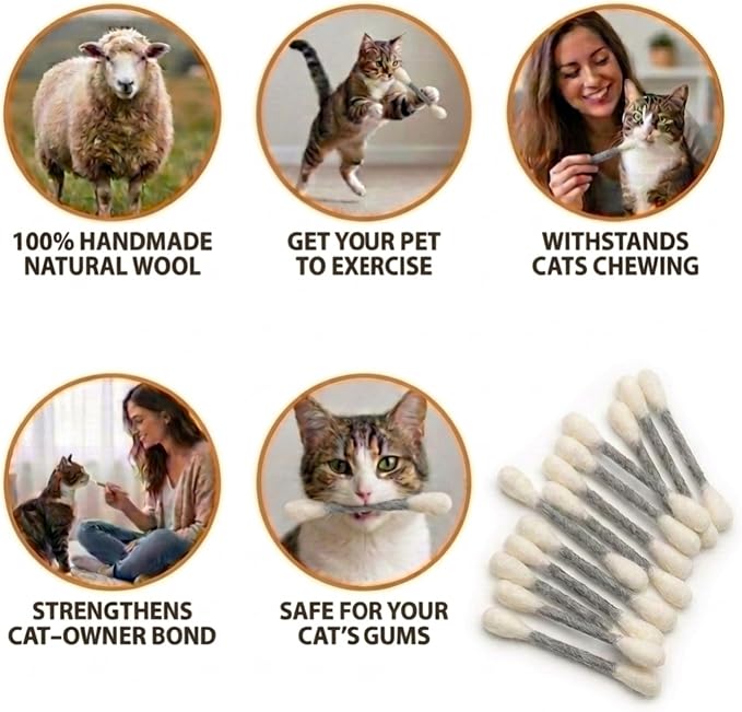 Glaciart One Swabs Cat Toys with Catnip - 6 Pk | Durable for Chew, Cute Cat Toys Interactive Kitty for Boredom, Exercise, & Play | Filled w/Organic Catnip for Anxiety & as Digestive Aid | Gift Idea