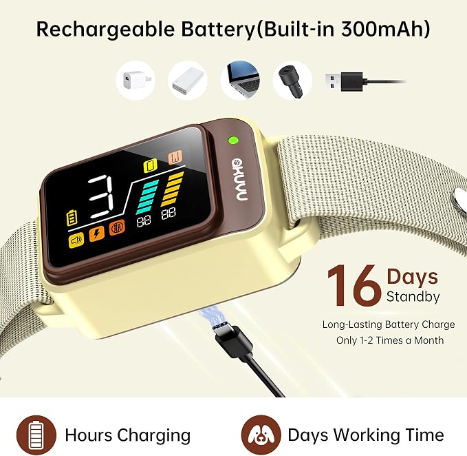 Dog Bark Collar-Rechargeable Smart Barking Collar- Anti Bark Training Collar with Adjustable Sensitivity Beep Vibration Shock- Bark Shock Collar for Small Large Medium Dogs