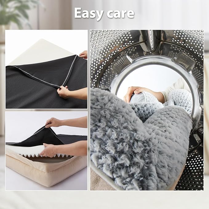 LEXTRO Washable Orthopedic Dog Bed, Waterproof Couch for Large Senior Dogs | Comfy Sleeping Dog Bed with Egg Crate Foam, Dog Sofa with Removable Cover, Waterproof Lining&Non-Slip Bottom, Gray