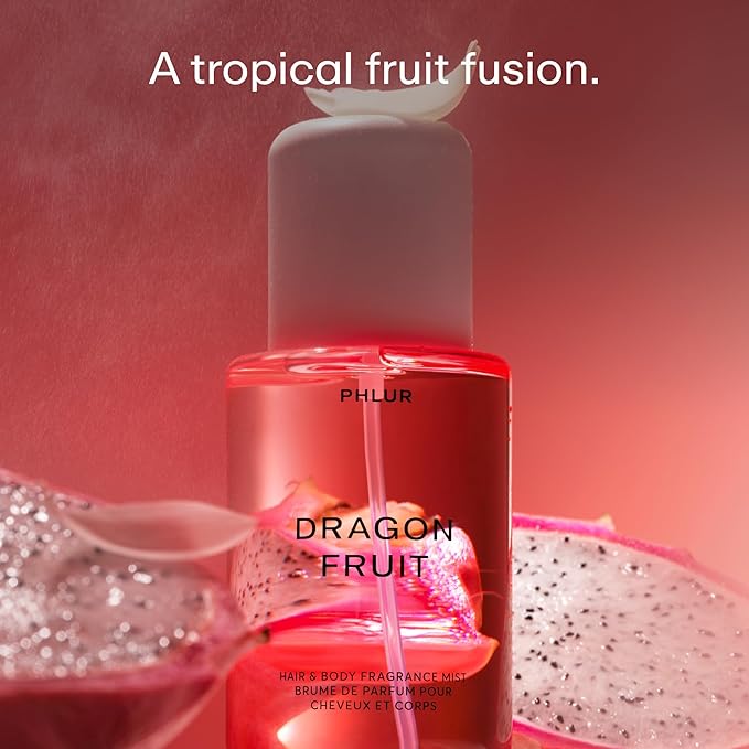 PHLUR Dragon Fruit Body Mist, 8 Fl Oz - Hair and Body Perfume for Women, Tropical Fruit Perfume Body Spray with Vanilla, Sugared Amber and Sandalwood Fragrance
