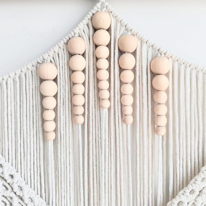 Achart Macrame Wall Hanging Large- Boho Wall Decor- large wall art- Wall Decor Living Room- Macrame Tapestry Boho Decor for Bedroom (Leaf &Wood Bead)