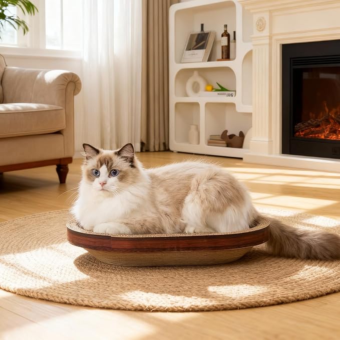 Avont 3-Piece Cardboard Cat Scratcher Set for Indoor Cats | Corrugated Cat Scratchers with Scratch Pad, Scratch Box and Lounge Bed