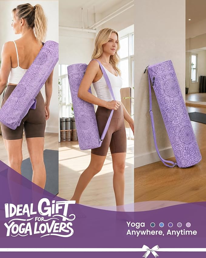 Gonex Yoga Mat Bag, Yoga Mat Carrier Full-Zip Exercise Yoga Mat Carry Bag for Women Men with 2 Multi-Functional Storage Cargo Pockets Extra Wide Adjustable Shoulder Strap