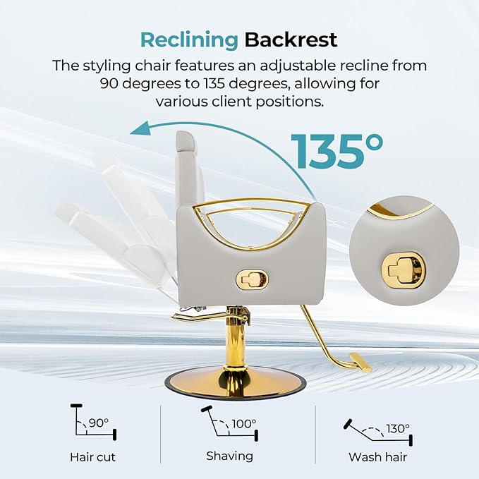 Salon Chairs for Hair Stylist Reclining Barber Chair for Barbershop 360 Swivel Hair Styling Chair with Heavy Duty Hydraulic Pump