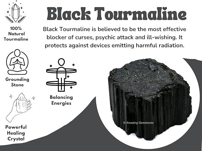 Amazing Gemstone Black Tourmaline Crystal - 1 Piece of 100-200 Grams Black Tourmaline Stone - Very High Grade Crystals Rough Raw for Protection, Good Vibes Turmalina Negra Piedra Originales