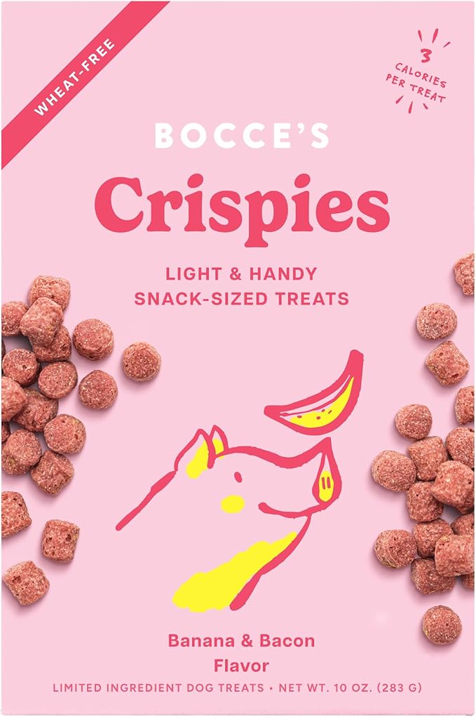 Bocce's Bakery Banana Bacon Crispy Dog Treats, 10 oz | Oven Baked, Wheat-Free Everyday Crispy Dog Treats - Made with Real, Limited Ingredients and Baked in The USA