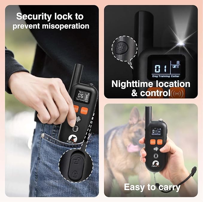 No Shock Dog Training Collar with Remote 3300ft Range, Humane Vibrating Dog Collar, 3 Modes Ultrasonic, Beep, Vibration for Small Medium Large Dogs - Security Lock & No Prongs