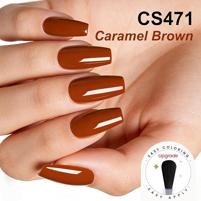 YTD Likomey Caramel Brown Gel Nail Polish,15ml Salon Home DIY Manicure and Pedicure Fall Winter Soak Off UV Color Varnish,CS471