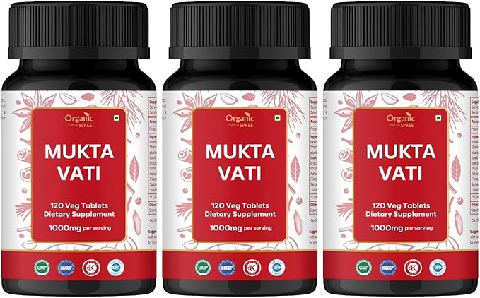 ORGANIC SPREE Mukta Vati 120 Tablets – Ayurvedic Blend – Supports Heart Health & Blood Pressure Balance* - Pack of 3