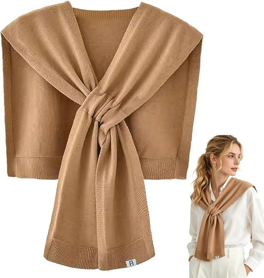 huablo Women's Fashion Knitted Shawl - Khaki Sweater Shawl for Air-Conditioned Rooms
