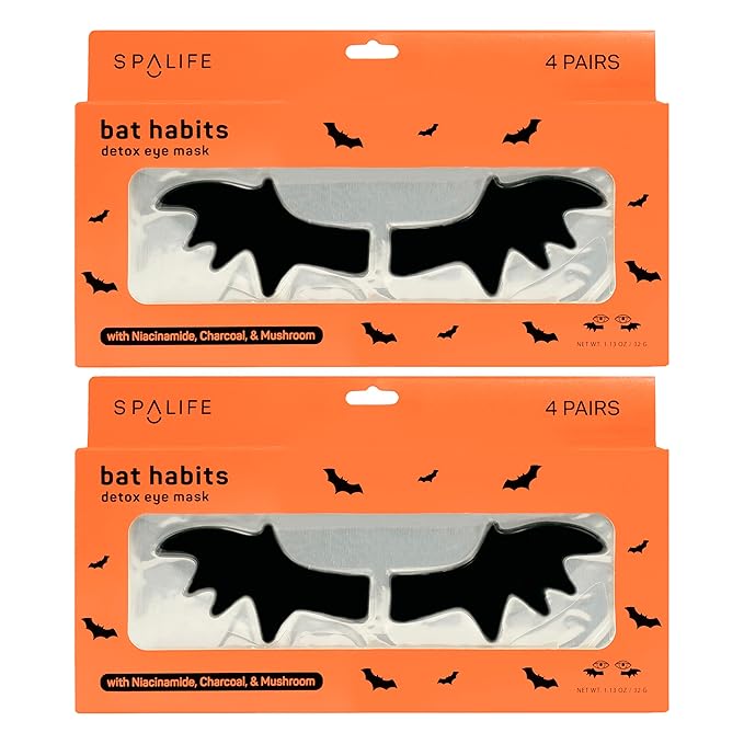 SpaLife Beauty Halloween Hydrogel Under Eye Patches | Eye Patches for Dark Circles | Halloween Gifts for Women | Cooling Undereye Patches for Puffy Eyes with Niacinamide, Charcoal & Tremella | 8 Pairs