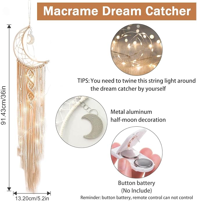 Gifts for Teenage Girls, Hanging Photo Display & Moon Dream Catchers, Christmas Teen Girls Gifts Ideas Ages 10 11 12 13 14 Years Old, Macrame Wall Decor Boho Bedroom Dorm Aesthetic Room Decor